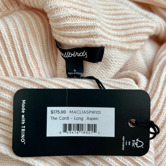 Allbirds Ivory Wool Cardi Long Merino Wool Duster Cardigan Shawl Collar S M New - Picture 11 of 12